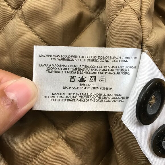 Orvis Barn Coat Jacket Tan Corduroy Collar Quilted Lining Mens XL - Picture 14 of 15